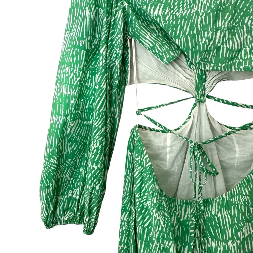 Simkhai Adelaide Cutout Mousseline Maxi Dress in Kelly Abstract Fern size XS - Picture 14 of 16